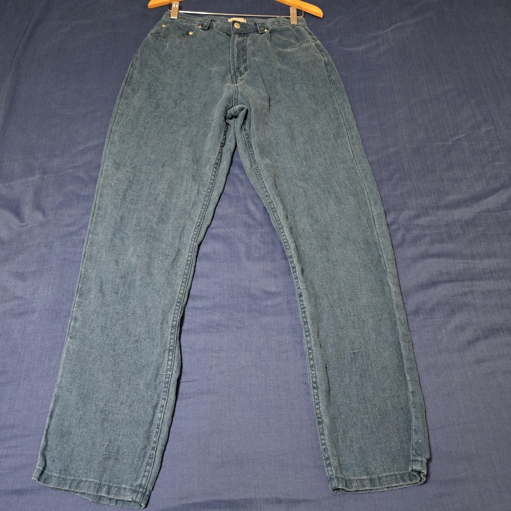 Gap Jeans Womens 100% LINEN 10 Blue Medium Wash High Rise Straight Relaxed